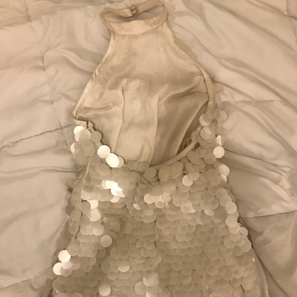 backless halter sequin dress